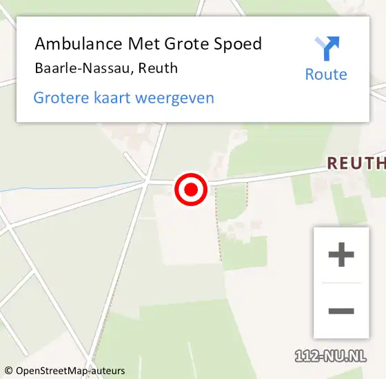 Locatie op kaart van de 112 melding: Ambulance Met Grote Spoed Naar Baarle-Nassau, Reuth op 3 september 2017 16:37