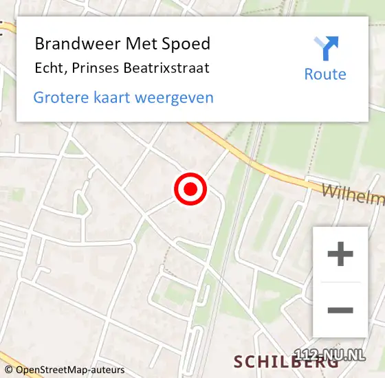 Locatie op kaart van de 112 melding: Brandweer Met Spoed Naar Echt, Prinses Beatrixstraat op 3 september 2017 16:39