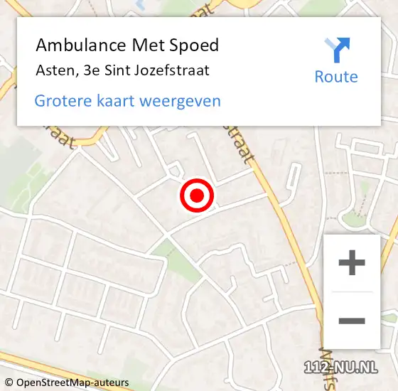 Locatie op kaart van de 112 melding: Ambulance Met Spoed Naar Asten, 3e Sint Jozefstraat op 3 september 2017 16:46