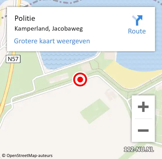 Locatie op kaart van de 112 melding: Politie Kamperland, Jacobaweg op 3 september 2017 16:50