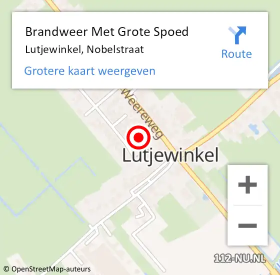 Locatie op kaart van de 112 melding: Brandweer Met Grote Spoed Naar Lutjewinkel, Nobelstraat op 3 september 2017 17:43