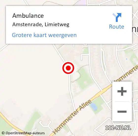 Locatie op kaart van de 112 melding: Ambulance Amstenrade, Limietweg op 3 september 2017 18:06