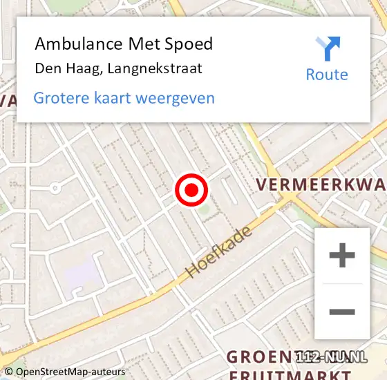 Locatie op kaart van de 112 melding: Ambulance Met Spoed Naar Den Haag, Langnekstraat op 3 september 2017 18:08