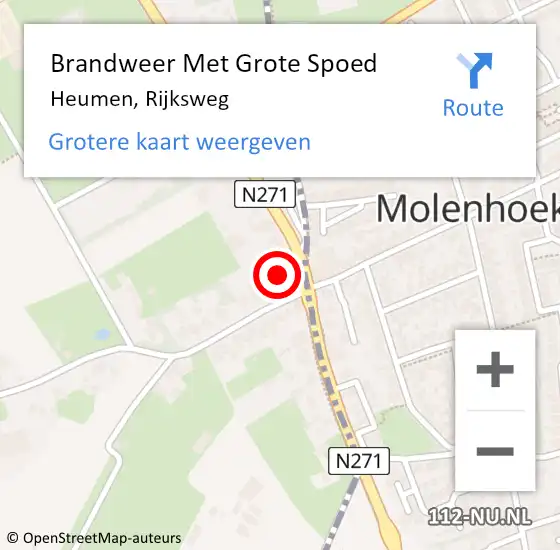 Locatie op kaart van de 112 melding: Brandweer Met Grote Spoed Naar Heumen, Rijksweg op 3 september 2017 18:22