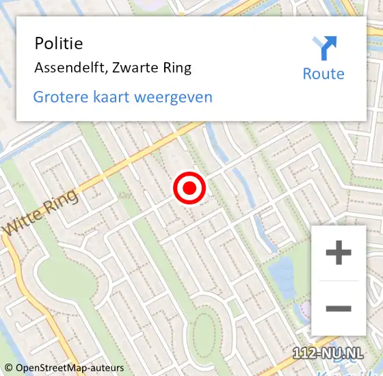 Locatie op kaart van de 112 melding: Politie Assendelft, Zwarte Ring op 3 september 2017 18:51