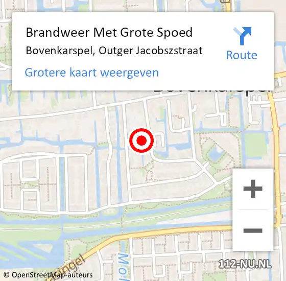 Locatie op kaart van de 112 melding: Brandweer Met Grote Spoed Naar Bovenkarspel, Outger Jacobszstraat op 3 september 2017 19:08