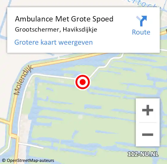 Locatie op kaart van de 112 melding: Ambulance Met Grote Spoed Naar Grootschermer, Haviksdijkje op 3 september 2017 19:29