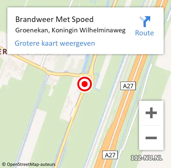 Locatie op kaart van de 112 melding: Brandweer Met Spoed Naar Groenekan, Koningin Wilhelminaweg op 3 september 2017 19:50