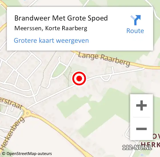 Locatie op kaart van de 112 melding: Brandweer Met Grote Spoed Naar Meerssen, Korte Raarberg op 3 september 2017 20:04