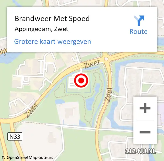 Locatie op kaart van de 112 melding: Brandweer Met Spoed Naar Appingedam, Zwet op 3 september 2017 20:44