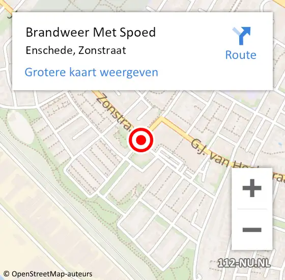 Locatie op kaart van de 112 melding: Brandweer Met Spoed Naar Enschede, Zonstraat op 3 september 2017 20:55
