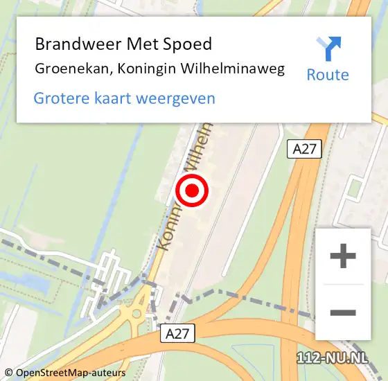 Locatie op kaart van de 112 melding: Brandweer Met Spoed Naar Groenekan, Koningin Wilhelminaweg op 3 september 2017 21:02