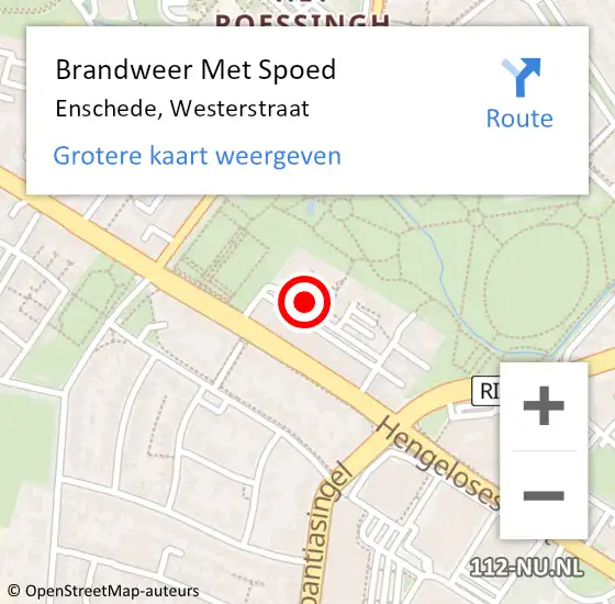 Locatie op kaart van de 112 melding: Brandweer Met Spoed Naar Enschede, Westerstraat op 3 september 2017 21:05