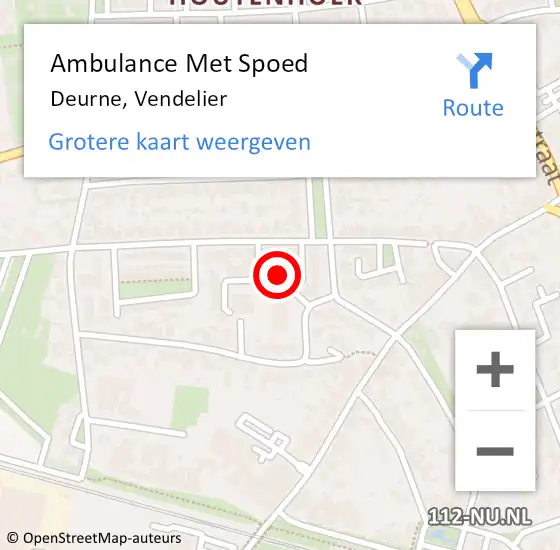 Locatie op kaart van de 112 melding: Ambulance Met Spoed Naar Deurne, Vendelier op 3 september 2017 21:53