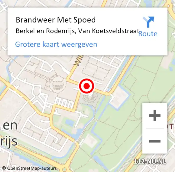 Locatie op kaart van de 112 melding: Brandweer Met Spoed Naar Berkel en Rodenrijs, Van Koetsveldstraat op 3 september 2017 22:07