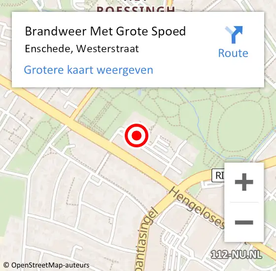 Locatie op kaart van de 112 melding: Brandweer Met Grote Spoed Naar Enschede, Westerstraat op 3 september 2017 22:47