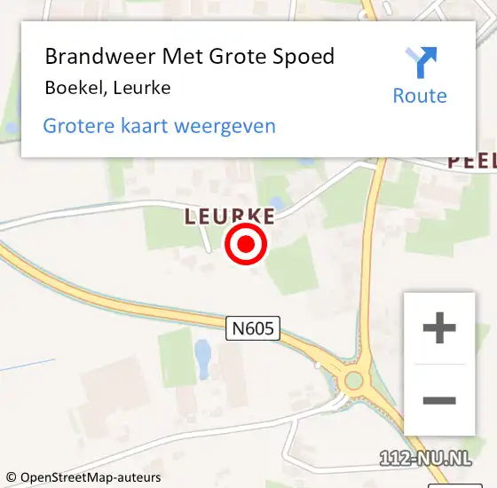 Locatie op kaart van de 112 melding: Brandweer Met Grote Spoed Naar Boekel, Leurke op 3 september 2017 23:02