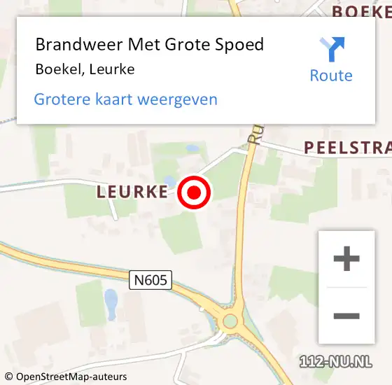 Locatie op kaart van de 112 melding: Brandweer Met Grote Spoed Naar Boekel, Leurke op 3 september 2017 23:04