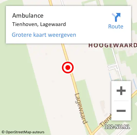 Locatie op kaart van de 112 melding: Ambulance Tienhoven, Lagewaard op 3 september 2017 23:44