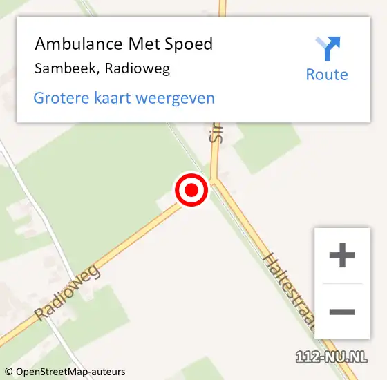 Locatie op kaart van de 112 melding: Ambulance Met Spoed Naar Sambeek, Radioweg op 4 september 2017 00:05