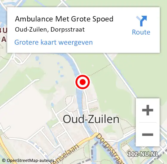 Locatie op kaart van de 112 melding: Ambulance Met Grote Spoed Naar Oud-Zuilen, Dorpsstraat op 4 september 2017 00:41