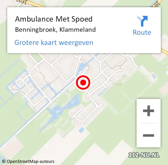 Locatie op kaart van de 112 melding: Ambulance Met Spoed Naar Benningbroek, Klammeland op 4 september 2017 01:04