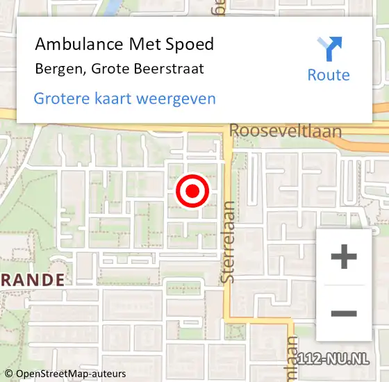 Locatie op kaart van de 112 melding: Ambulance Met Spoed Naar Bergen op Zoom, Grote Beerstraat op 4 september 2017 02:32