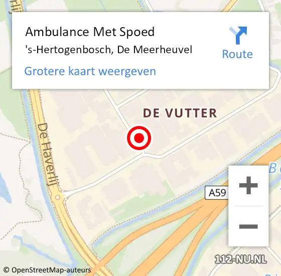 Locatie op kaart van de 112 melding: Ambulance Met Spoed Naar 's-Hertogenbosch, De Meerheuvel op 4 september 2017 05:21