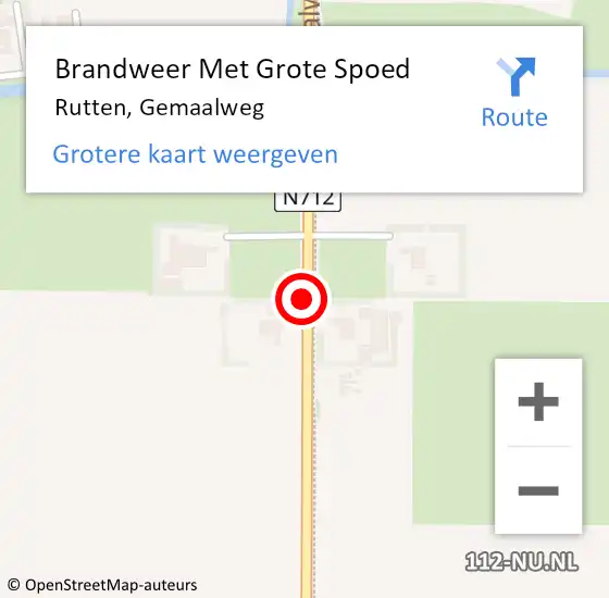 Locatie op kaart van de 112 melding: Brandweer Met Grote Spoed Naar Rutten, Gemaalweg op 4 september 2017 06:50