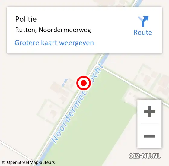 Locatie op kaart van de 112 melding: Politie Rutten, Noordermeerweg op 4 september 2017 06:54