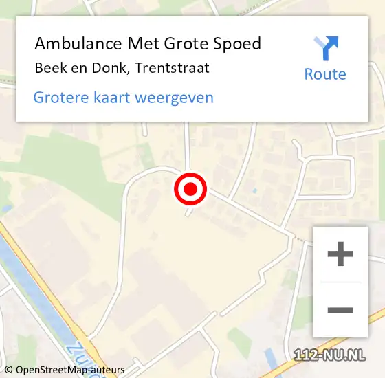 Locatie op kaart van de 112 melding: Ambulance Met Grote Spoed Naar Beek en Donk, Trentstraat op 4 september 2017 07:48