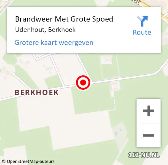 Locatie op kaart van de 112 melding: Brandweer Met Grote Spoed Naar Udenhout, Berkhoek op 4 september 2017 08:52