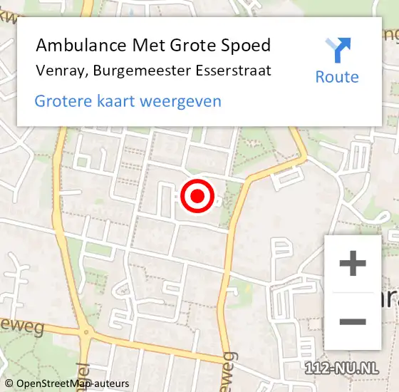 Locatie op kaart van de 112 melding: Ambulance Met Grote Spoed Naar Venray, Burgemeester Esserstraat op 4 september 2017 09:14