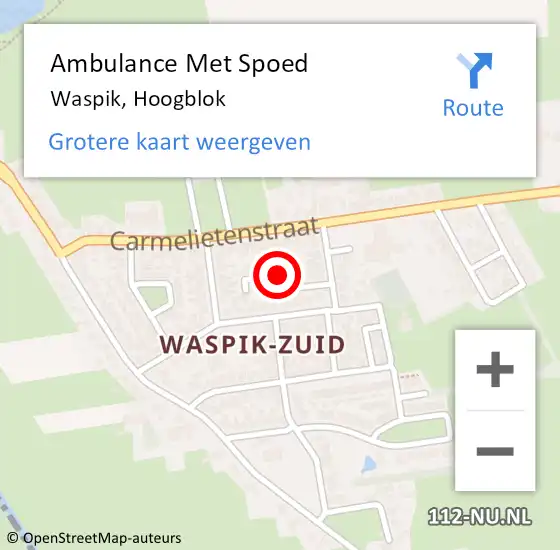 Locatie op kaart van de 112 melding: Ambulance Met Spoed Naar Waspik, Hoogblok op 4 september 2017 09:43