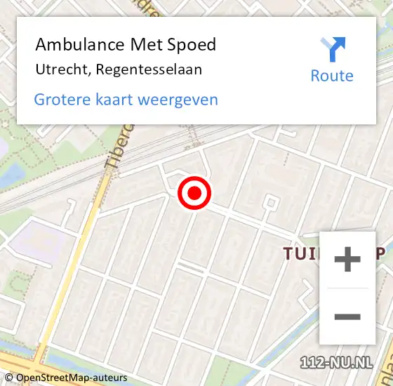 Locatie op kaart van de 112 melding: Ambulance Met Spoed Naar Utrecht, Regentesselaan op 4 september 2017 09:46