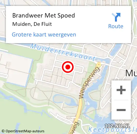 Locatie op kaart van de 112 melding: Brandweer Met Spoed Naar Muiden, De Fluit op 4 september 2017 10:19