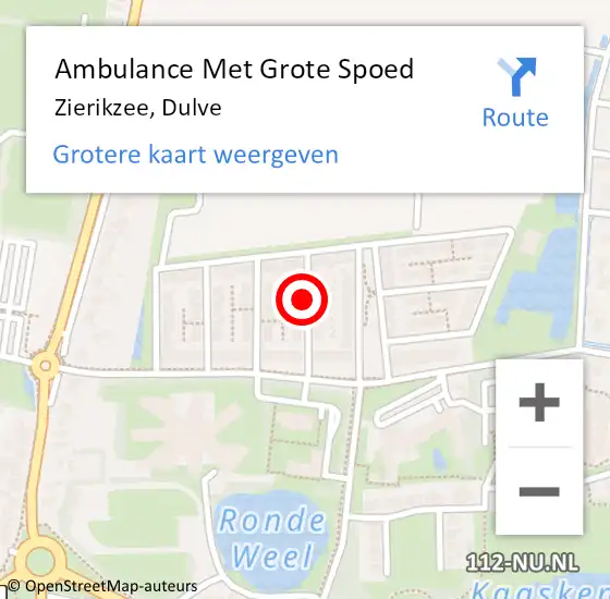 Locatie op kaart van de 112 melding: Ambulance Met Grote Spoed Naar Zierikzee, Dulve op 4 september 2017 10:28