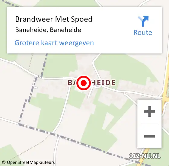 Locatie op kaart van de 112 melding: Brandweer Met Spoed Naar Baneheide, Baneheide op 4 september 2017 10:39