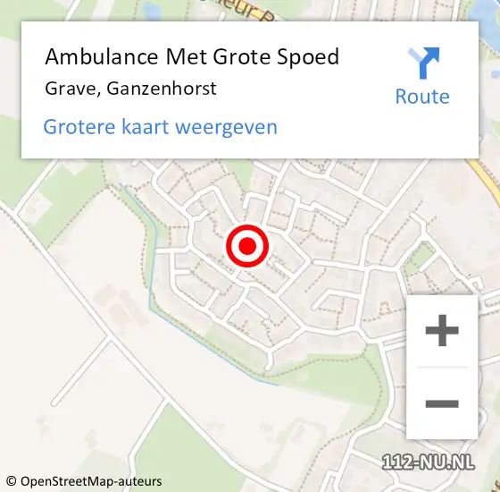 Locatie op kaart van de 112 melding: Ambulance Met Grote Spoed Naar Grave, Ganzenhorst op 4 september 2017 10:40