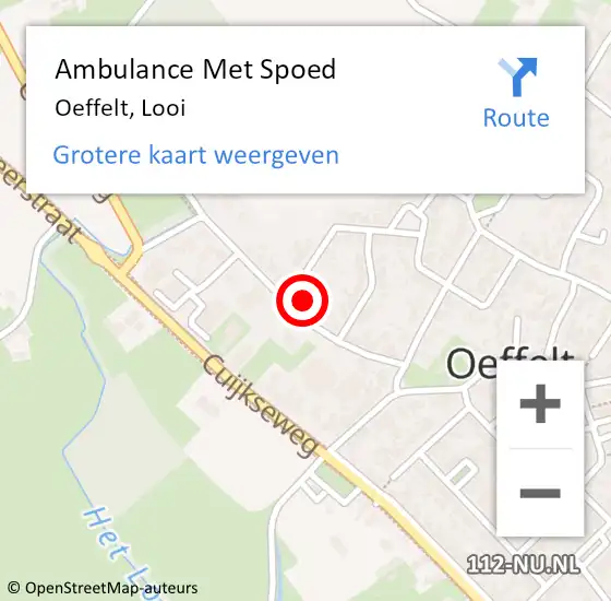 Locatie op kaart van de 112 melding: Ambulance Met Spoed Naar Oeffelt, Looi op 4 september 2017 10:40