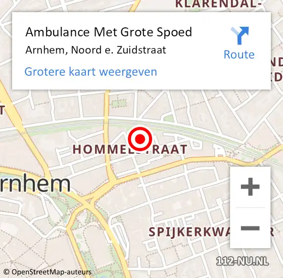 Locatie op kaart van de 112 melding: Ambulance Met Grote Spoed Naar Arnhem, Noord e. Zuidstraat op 4 september 2017 11:41