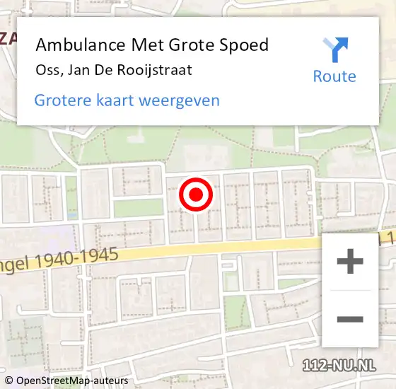 Locatie op kaart van de 112 melding: Ambulance Met Grote Spoed Naar Oss, Jan De Rooijstraat op 4 september 2017 11:46