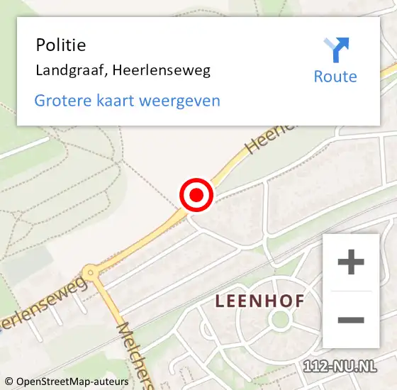 Locatie op kaart van de 112 melding: Politie Landgraaf, Heerlenseweg op 4 september 2017 11:54
