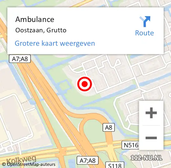 Locatie op kaart van de 112 melding: Ambulance Oostzaan, Grutto op 4 september 2017 12:12