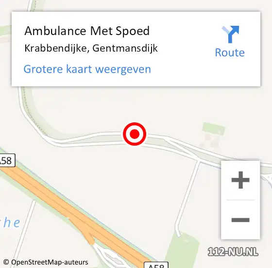 Locatie op kaart van de 112 melding: Ambulance Met Spoed Naar Krabbendijke, Gentmansdijk op 4 september 2017 12:41