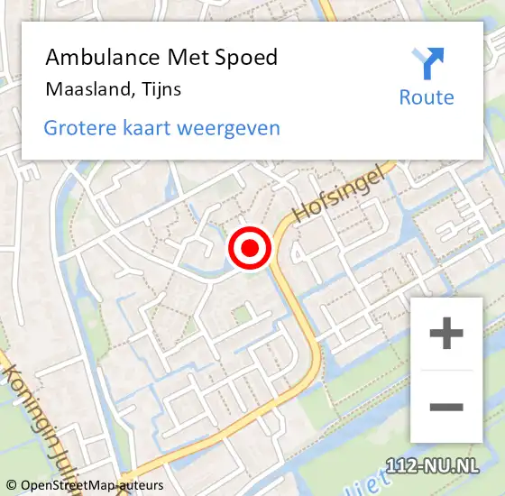 Locatie op kaart van de 112 melding: Ambulance Met Spoed Naar Maasland, Tijns op 4 september 2017 12:46