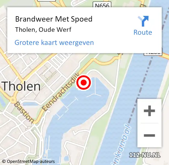 Locatie op kaart van de 112 melding: Brandweer Met Spoed Naar Tholen, Oude Werf op 4 september 2017 13:34