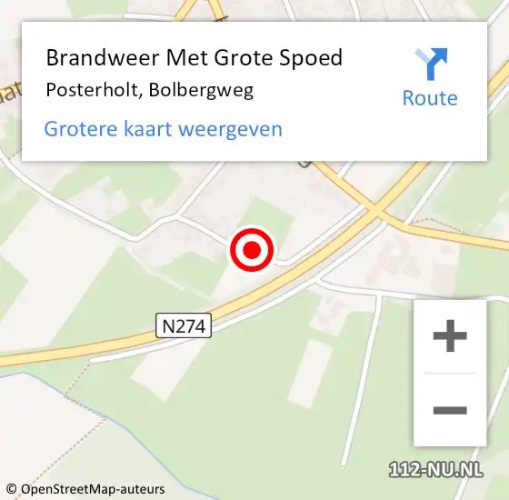 Locatie op kaart van de 112 melding: Brandweer Met Grote Spoed Naar Posterholt, Bolbergweg op 4 september 2017 14:40