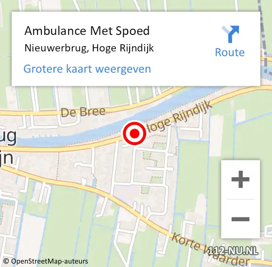 Locatie op kaart van de 112 melding: Ambulance Met Spoed Naar Nieuwerbrug, Hoge Rijndijk op 4 september 2017 15:35