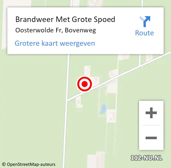 Locatie op kaart van de 112 melding: Brandweer Met Grote Spoed Naar Oosterwolde Fr, Bovenweg op 4 september 2017 15:37